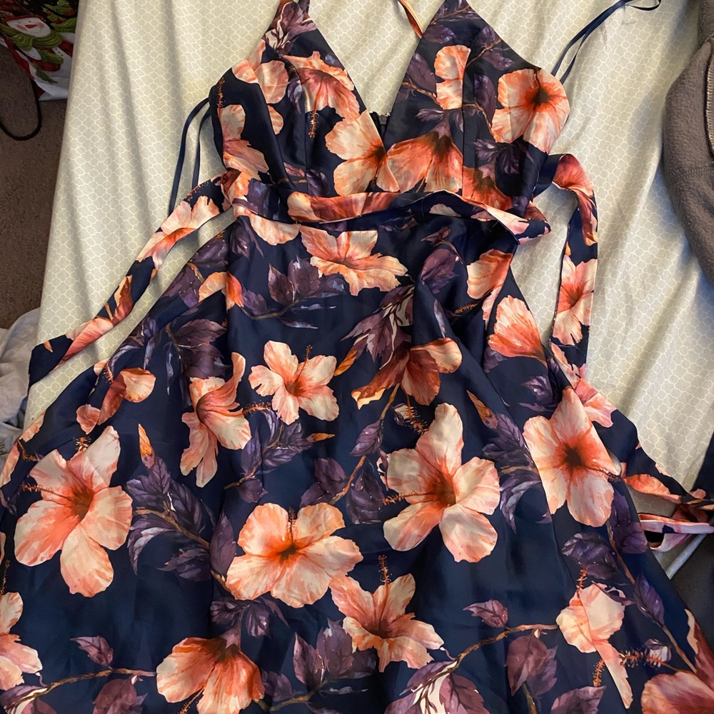 Cross back floral maxi dress